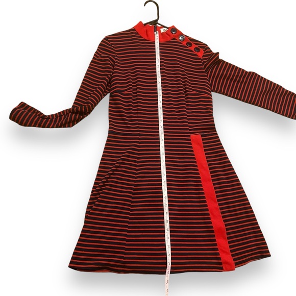 Bettie Page by Tatyana Kneelength Striped Mockneck Skater Swing Dress - Picture 3 of 7